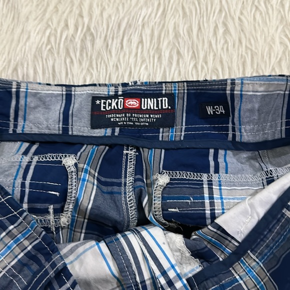 Blue plaid cargo summer shorts size 34 - Picture 4 of 6
